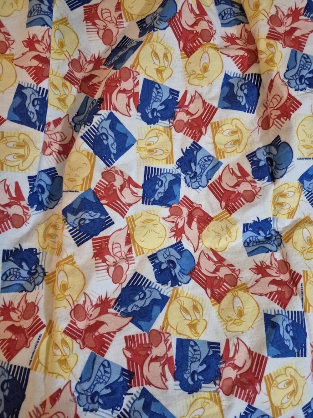 💥 Rare Warner Bros. Looney Tunes Cotton Cartoon Fabric Tweety Bird Sylvester